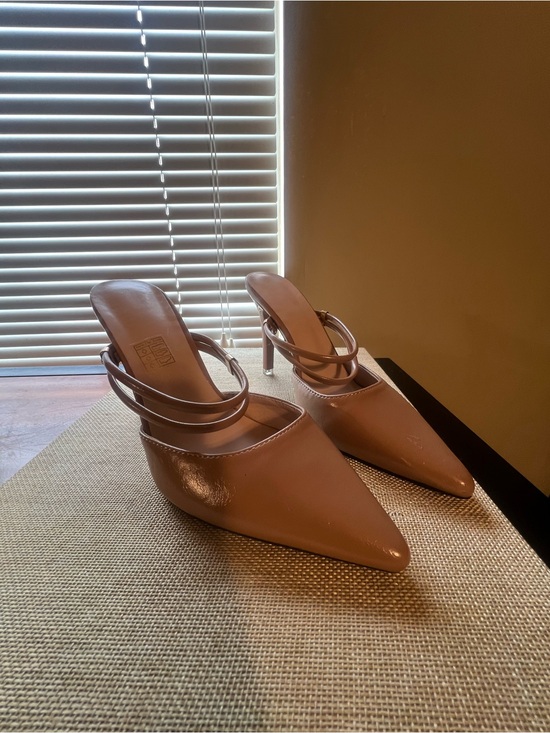 Shein Shoes - SHEIN Blush Pointed-Toe Double-Strap Slingback Heels